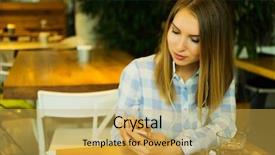  Presentation with piano coffee - Slides enhanced with lunch learn professional - beautiful woman is drinking coffee background and a yellow colored foreground