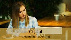  Presentation with lunch learn - PPT layouts with lunch learn professional - beautiful woman is drinking coffee background and a gold colored foreground