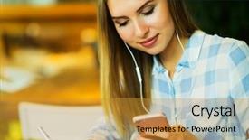  Presentation with coffee recucle - Presentation theme having lunch learn professional - beautiful woman is drinking coffee background and a gold colored foreground