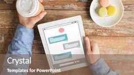  Presentation with great communication skills in business - PPT layouts featuring lunch learn professional - business online communication people background and a violet colored foreground