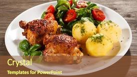  Presentation with grilled chicken - Slides with grilled chicken legs with vegetables background and a tawny brown colored foreground