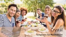  Presentation with indian lunch - Presentation having lunch on a sunny day background and a coral colored foreground