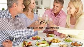  Presentation with home - Audience pleasing presentation consisting of lunch party - mid age couples enjoying meal backdrop and a coral colored foreground