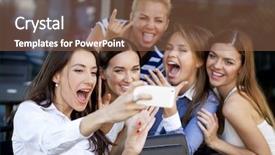  Presentation with women self defense martial arts - Amazing theme having lunch party - selfie five women sitting backdrop and a  colored foreground