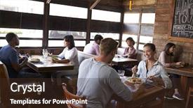  Presentation with lunch - Presentation having lunch relax in a restaurant background and a tawny brown colored foreground