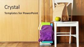  Presentation with school lunch - Slide deck enhanced with lunch room - backpack with school supplies background and a lemonade colored foreground