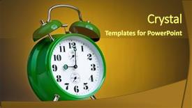  Presentation with dark green - Amazing slide deck having lunch time - big green alarm clock backdrop and a tawny brown colored foreground