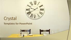  Presentation with dining table - Theme featuring lunch time - dining table and clock background and a  colored foreground
