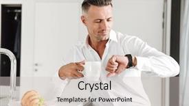  Presentation with formal events - Colorful slide set enhanced with lunch time - handsome man dressed in formal backdrop and a soft green colored foreground