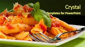  Presentation with classic homemade tomato sauce - Audience pleasing slide deck consisting of lunch time - pasta with tomato sauce backdrop and a tawny brown colored foreground