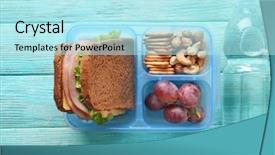  Presentation with water bottle - PPT theme with lunchbox and bottle of water background and a arctic colored foreground