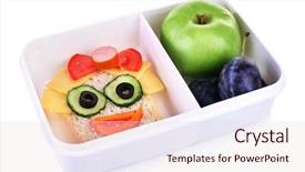  Presentation with healthy lunchbox - PPT theme consisting of lunchbox with creative sandwich background and a lemonade colored foreground