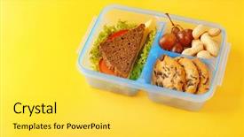  Presentation with lunchbox - Amazing PPT theme having lunchbox with dinner on yellow backdrop and a yellow colored foreground