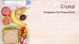  Presentation with lunchbox - Presentation theme consisting of lunchbox with sandwich fruits vegetables background and a cream colored foreground