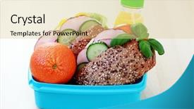  Presentation with healthy lunchbox - PPT layouts with lunchbox background and a  colored foreground