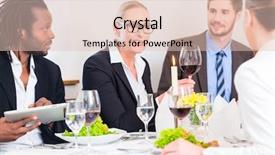  Presentation with team celebration - Beautiful theme featuring luncheon - team at business lunch meeting backdrop and a lemonade colored foreground