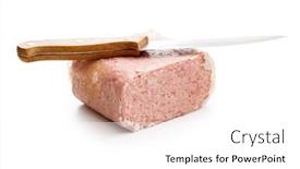  Presentation with luncheon meat - PPT layouts with luncheon-meat-isolated background and a white colored foreground