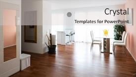  Presentation with dining table - PPT theme consisting of lunchroom - dining room with glass table background and a light gray colored foreground