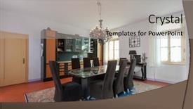  Presentation with dining - Beautiful PPT theme featuring lunchroom - house interiors furnished dining room backdrop and a  colored foreground
