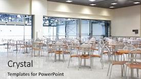  Presentation with dining - Cool new PPT theme with lunchroom - interior of the modern dining backdrop and a light gray colored foreground