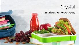  Presentation with lunch box - Slide set with lunchroom - meal for schoolchild in lunch background and a white colored foreground