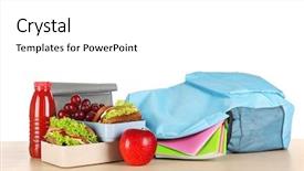  Presentation with school lunch - Amazing slide deck having lunchroom - meal for schoolchild on table backdrop and a white colored foreground