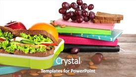  Presentation with school lunch - Slide deck with lunchroom - meal for schoolchild on table background and a tawny brown colored foreground