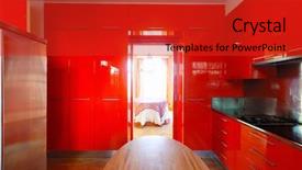  Presentation with wide - Slide set featuring lunchroom - modern wide kitchen lacquered red background and a red colored foreground