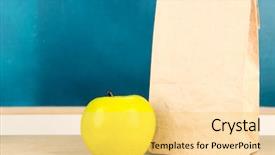  Presentation with school board - Slide set enhanced with lunchroom - school breakfast on desk background and a yellow colored foreground