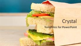  Presentation with school board - PPT theme featuring lunchroom - school breakfast on desk background and a blonde colored foreground