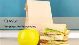  Presentation with school facilities - Audience pleasing PPT layouts consisting of lunchroom - school breakfast on desk backdrop and a lemonade colored foreground