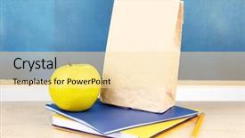  Presentation with airport boarding board - Slide set featuring lunchroom - school breakfast on desk background and a blonde colored foreground