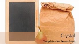  Presentation with school lunch - Slide set featuring lunchroom - school lunch bag with blank background and a coral colored foreground