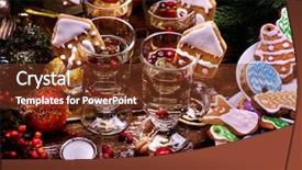  Presentation with christmas candles - Presentation theme having lunchroom - still life of four glasses background and a tawny brown colored foreground