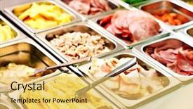  Presentation with italian food cooking tomatoes basil - PPT theme featuring lunchroom - tray with cooked food background and a  colored foreground