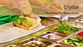  Presentation with italian food cooking tomatoes basil - Presentation theme consisting of lunchroom - tray with cooked food background and a coral colored foreground