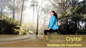  Presentation with woman runner - Presentation theme with lung - athletic woman warming up background and a tawny brown colored foreground