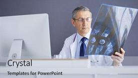  Presentation with roentgen - Beautiful theme featuring lung - close up of male doctor backdrop and a light blue colored foreground