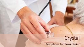  Presentation with nursing - Theme featuring lung - closeup of a caucasian doctor background and a lemonade colored foreground