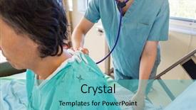  Presentation with lung - Beautiful PPT theme featuring lung - cropped image of female nurse backdrop and a teal colored foreground