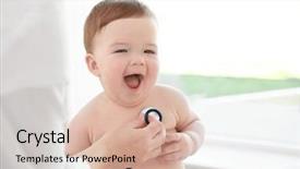  Presentation with baby doctor - Slide deck with lung - doctor examining little baby background and a soft green colored foreground