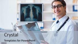  Presentation with radiologist - Cool new theme with lung - doctor radiologist looking at x-ray backdrop and a light blue colored foreground