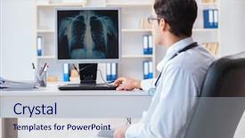  Presentation with radiologist - PPT layouts having lung - doctor radiologist looking at x-ray background and a lemonade colored foreground