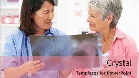  Presentation with female doctor - Colorful PPT theme enhanced with lung - doctor with female patient backdrop and a coral colored foreground