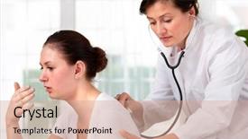  Presentation with lung - Cool new slide set with lung - female doctor examines a young backdrop and a coral colored foreground