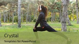  Presentation with drone green and black - PPT theme consisting of lung - image of sportswoman 20s wearing background and a yellow colored foreground