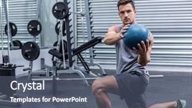  Presentation with exercises - Amazing presentation having lung - portrait of a muscular man backdrop and a ocean colored foreground