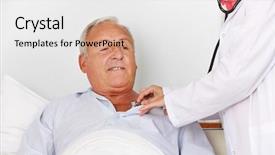  Presentation with hospital bed - Presentation theme consisting of lung - senior man in hospital bed background and a light gray colored foreground