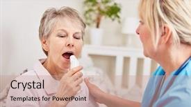  Presentation with first aid - PPT layouts enhanced with lung - senior woman gets first aid background and a coral colored foreground