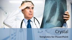  Presentation with lung - Slide set with lung - worried doctor portrait background and a teal colored foreground